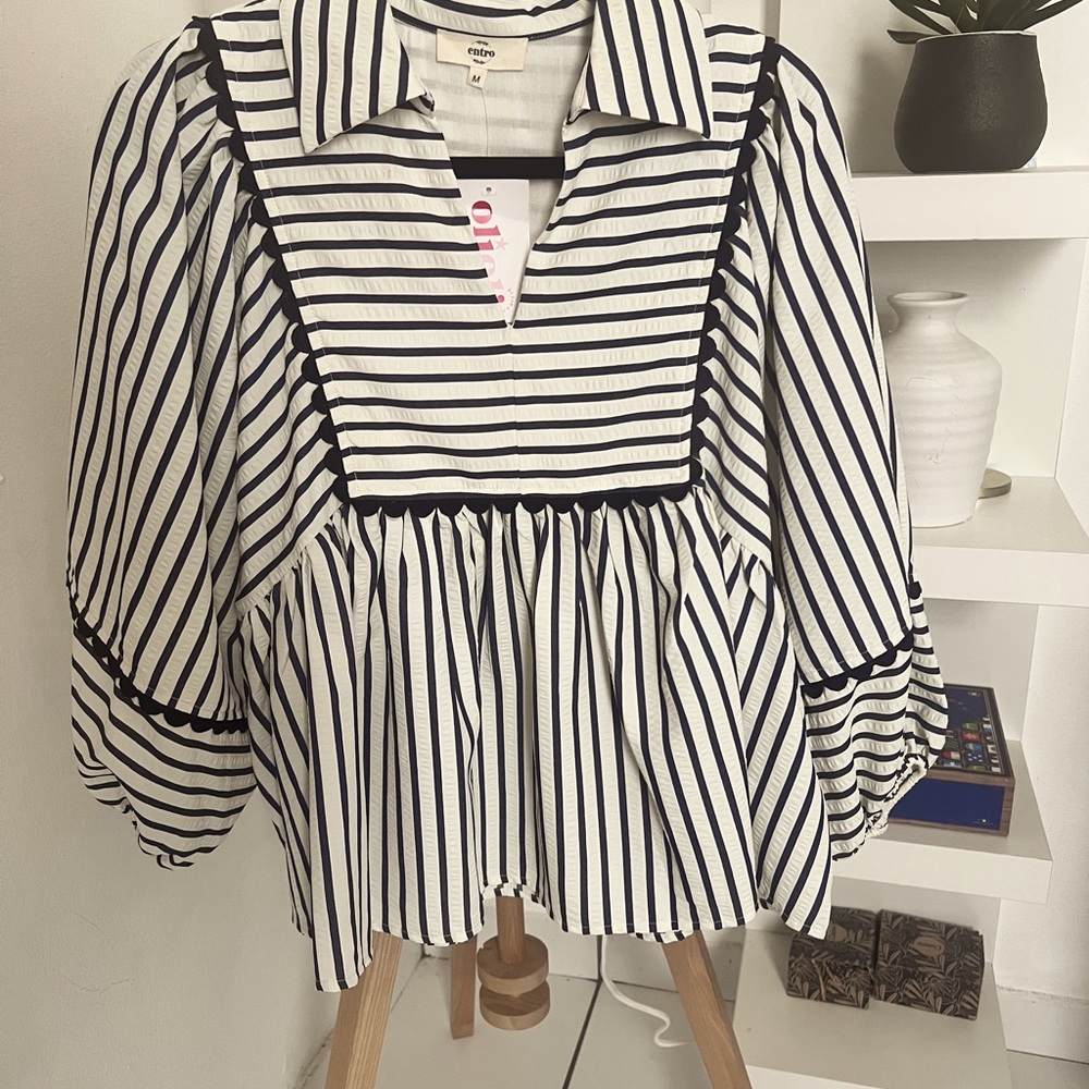 Striped blue and cream Women's Top